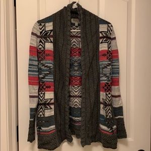 Aztec open front cardigan